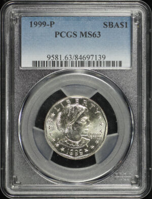 Obverse of this 1999-P Susan B. Anthony Dollar PCGS MS-63