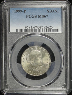 Obverse of this 1999-P Susan B. Anthony Dollar PCGS MS-67