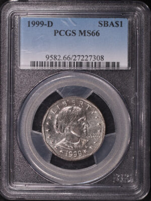 Obverse of this 1999-D Susan B. Anthony Dollar PCGS MS-66