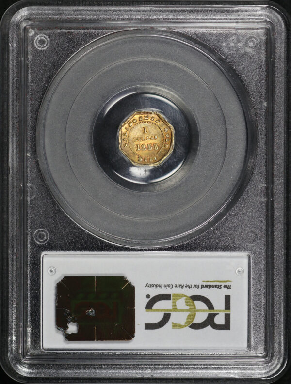 Reverse of this 1853 G$1 BG-514 Octagonal Liberty California Fractional Gold PCGS AU-50