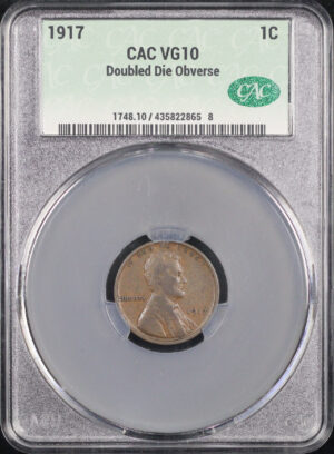 Obverse of this 1917 Doubled Die Obverse Lincoln Cent Wheat Reverse CACG VG-10