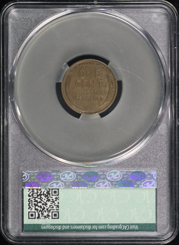 Reverse of this 1909-S VDB Lincoln Cent Wheat Reverse CACG VF-35 BN