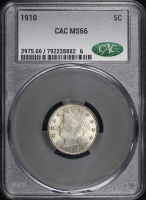 Obverse of this 1910 Liberty Nickel CACG MS-66