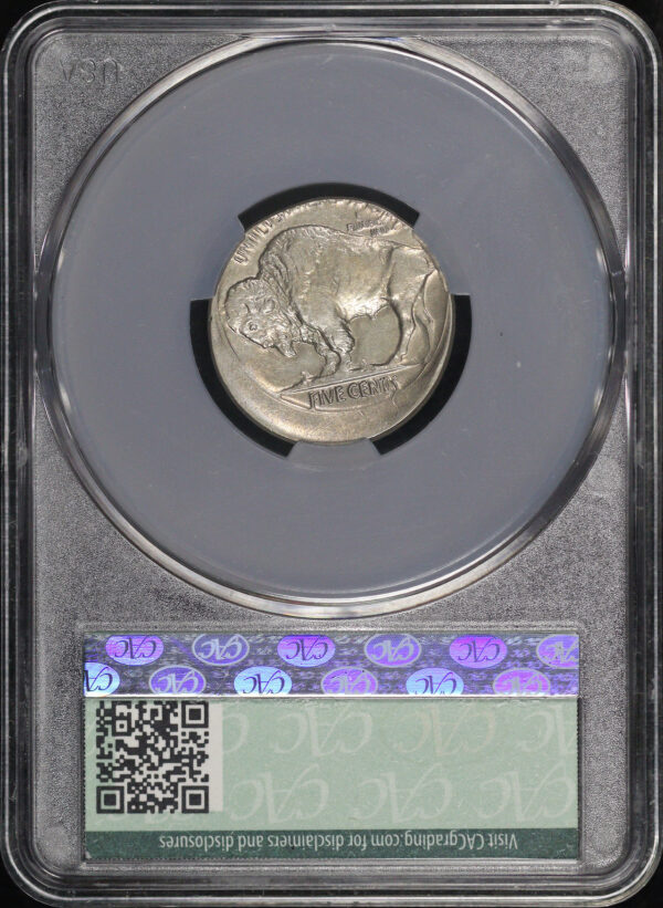Reverse of this 1936 Buffalo Nickel CACG AU-53 Mint Error Struck 15% Off-Center