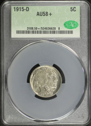 Obverse of this 1915-D Buffalo Nickel CACG AU-58+