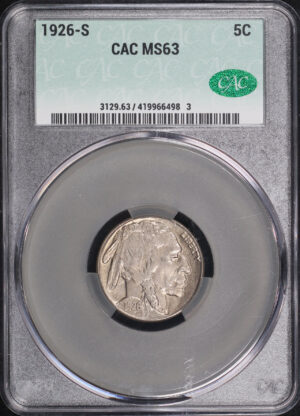 Obverse of this 1926-S Buffalo Nickel CACG MS-63