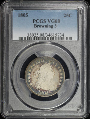 Obverse of this 1805 Draped Bust Quarter PCGS VG-08 B-3
