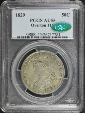 Obverse of this 1829 Capped Bust Half Dollar O-115 PCGS AU-55 CAC