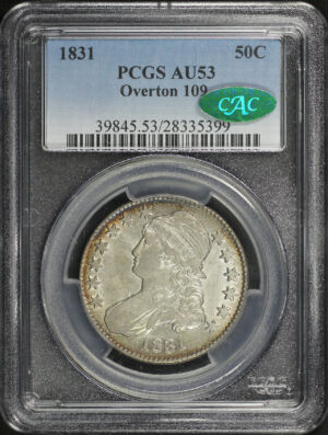Obverse of this 1831 Capped Bust Half Dollar O-109 PCGS AU-53 CAC