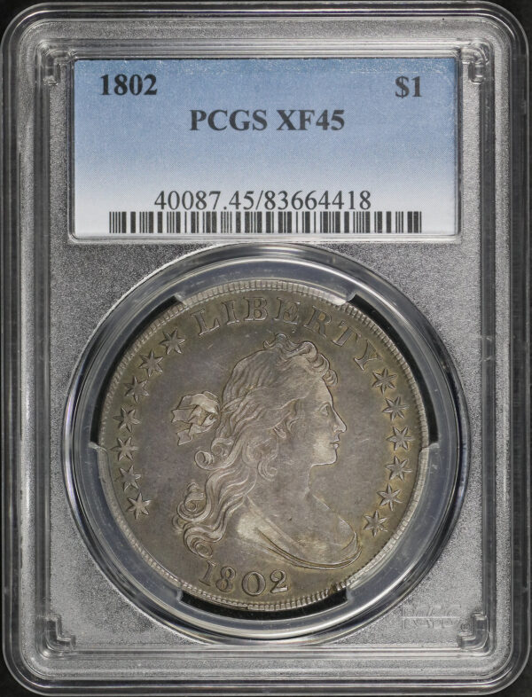 Obverse of this 1802 Draped Bust Dollar PCGS XF-45