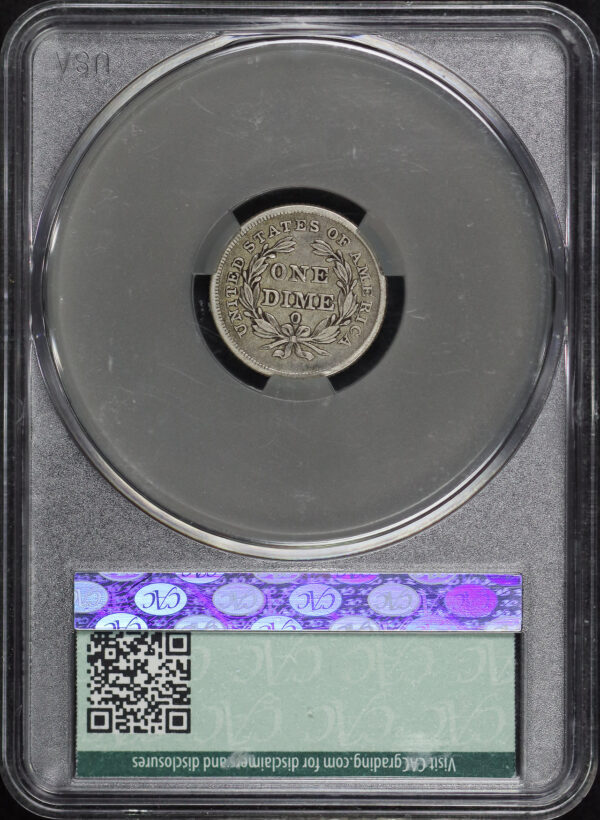 Reverse of this 1838-O Liberty Seated Dime No Stars CACG F-12