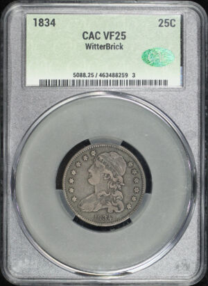 Obverse of this 1834 Capped Bust Quarter CACG VF-25