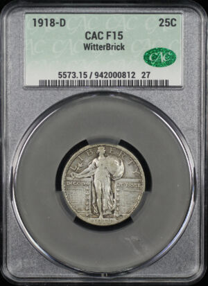 Obverse of this 1918-D Standing Liberty Quarter CACG F-15