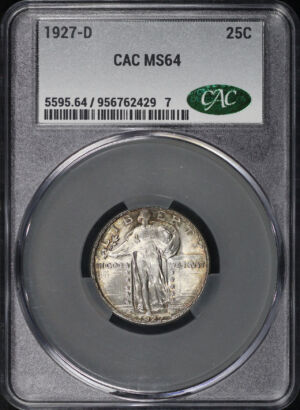 Obverse of this 1927-D Standing Liberty Quarter CACG MS-64