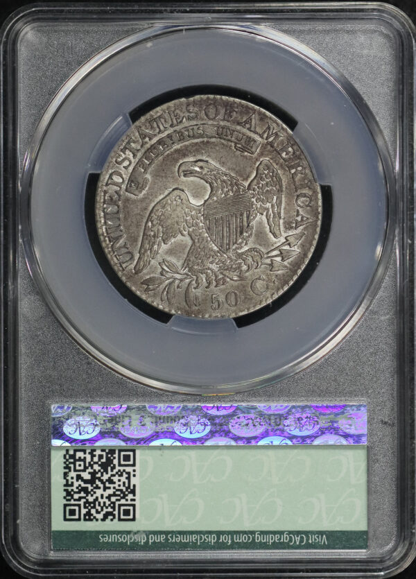 Reverse of this 1827 Capped Bust Half Dollar Square Base 2 CACG AU-50