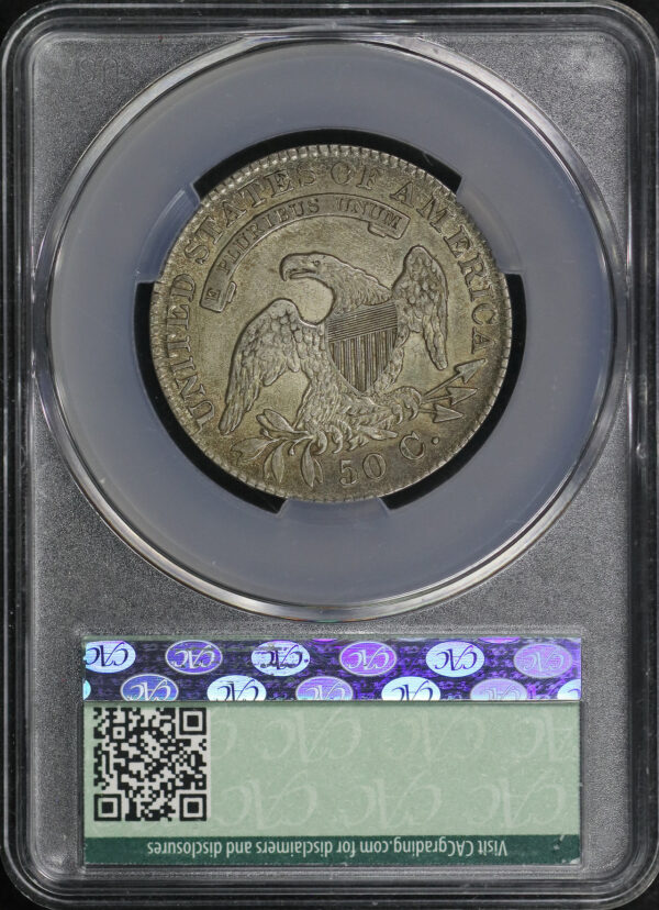 Reverse of this 1830 Capped Bust Half Dollar Small 0 CACG AU-53