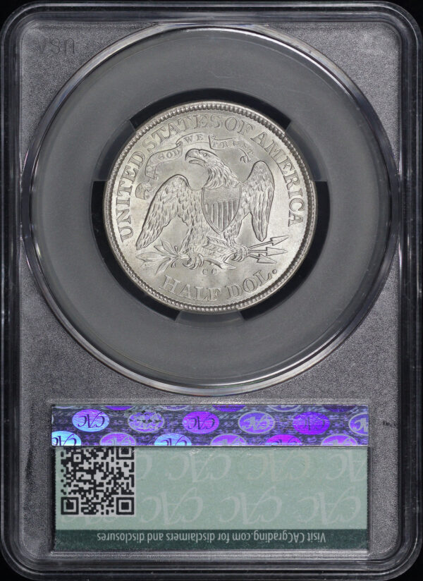 Reverse of this 1875-CC Liberty Seated Half Dollar CACG MS-64