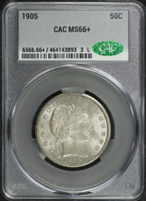 Obverse of this 1905 Barber Half Dollar CACG MS-66+