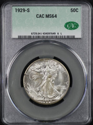 Obverse of this 1929-S Walking Liberty Half Dollar CACG MS-64