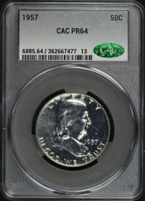 Obverse of this 1957 Franklin Half Dollar CACG MS-64