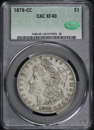 Obverse of this 1878-CC Morgan Dollar CACG XF-40
