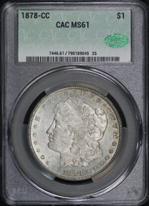 Obverse of this 1878-CC Morgan Dollar CACG MS-61