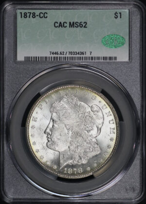 Obverse of this 1878-CC Morgan Dollar CACG MS-62