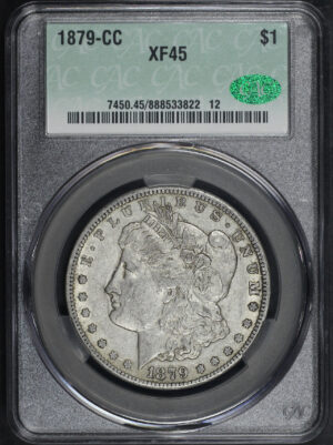 Obverse of this 1879-CC Morgan Dollar CACG XF-45