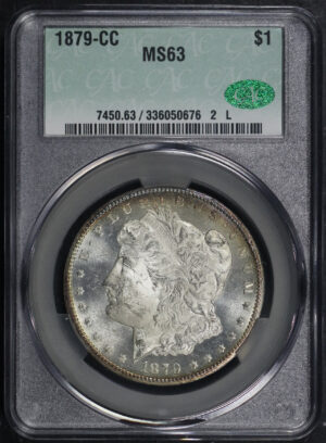 Obverse of this 1879-CC Morgan Dollar CACG MS-63