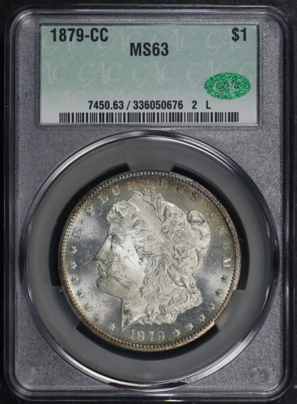 Obverse of this 1879-CC Morgan Dollar CACG MS-63