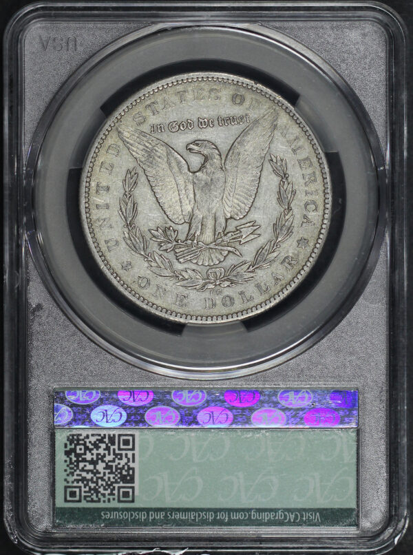 Reverse of this 1879-CC Capped Die Morgan Dollar CAC XF-45