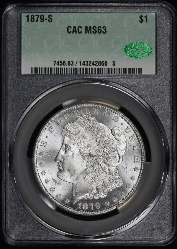 Obverse of this 1879-S Morgan Dollar CACG MS-63