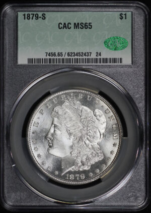 Obverse of this 1879-S Morgan Dollar CACG MS-65