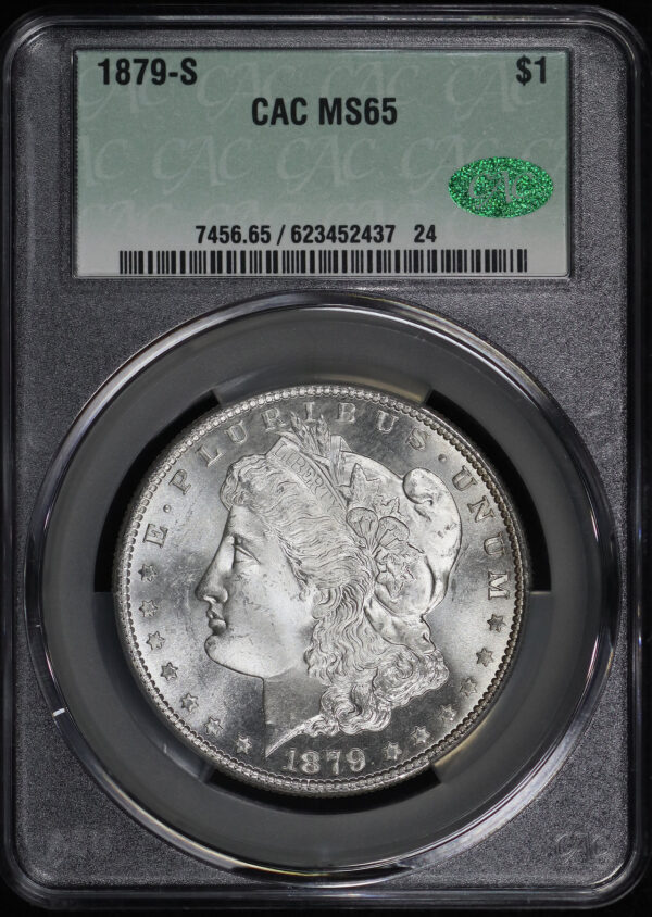 Obverse of this 1879-S Morgan Dollar CACG MS-65