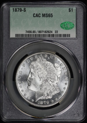 Obverse of this 1879-S Morgan Dollar CACG MS-65