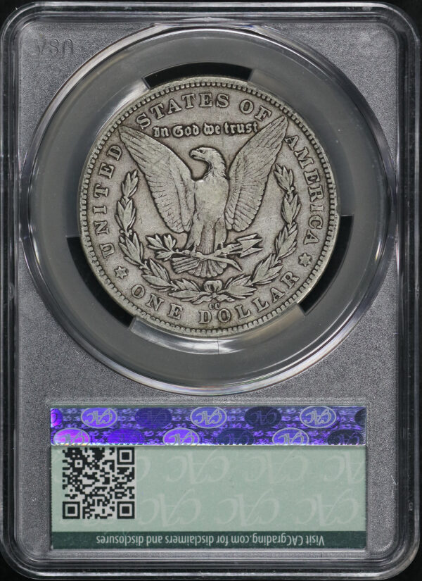Reverse of this 1880-CC Morgan Dollar CACG VF-25