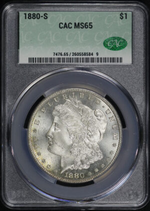 Obverse of this 1880-S Morgan Dollar CACG MS-65