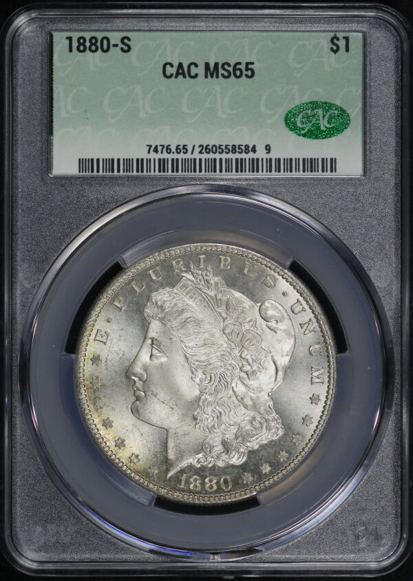 Obverse of this 1880-S Morgan Dollar CACG MS-65