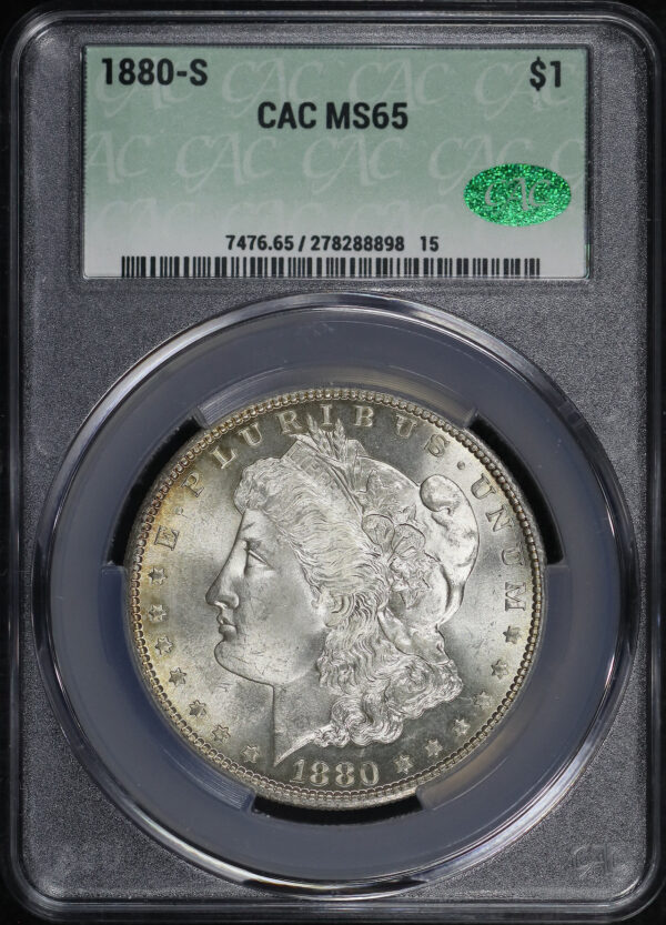 Obverse of this 1880-S Morgan Dollar CACG MS-65