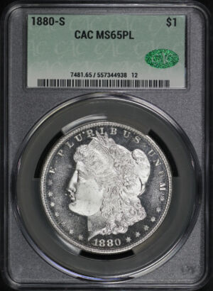 Obverse of this 1880-S Morgan Dollar CACG MS-65 PL