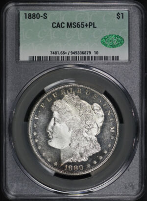 Obverse of this 1880-S Morgan Dollar CACG MS-65+