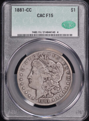 Obverse of this 1881-CC Morgan Dollar CACG F-15