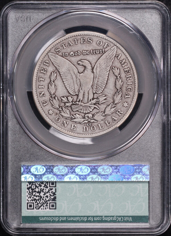Reverse of this 1881-CC Morgan Dollar CACG F-15