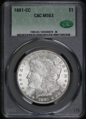 Obverse of this 1881-CC Morgan Dollar CACG MS-63