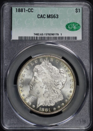 Obverse of this 1881-CC Morgan Dollar CACG MS-63