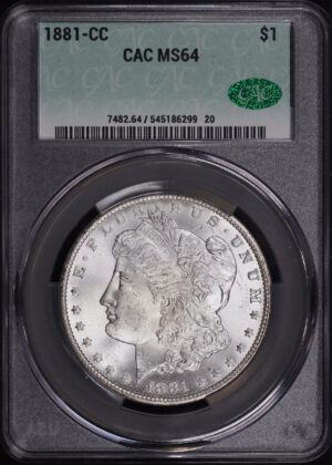 Obverse of this 1881-CC Morgan Dollar CACG MS-64