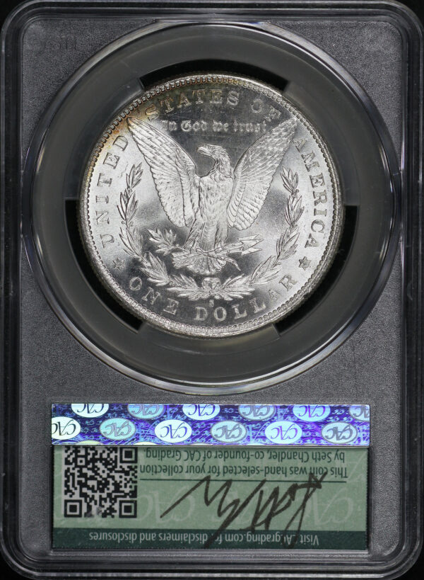 Reverse of this 1881-S Morgan Dollar CACG MS-64 Seth Chandler Signature Label