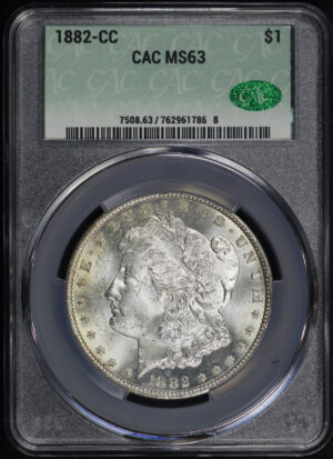 Obverse of this 1882-CC Morgan Dollar CACG MS-63