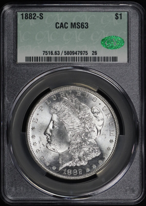 Obverse of this 1882-S Morgan Dollar CACG MS-63