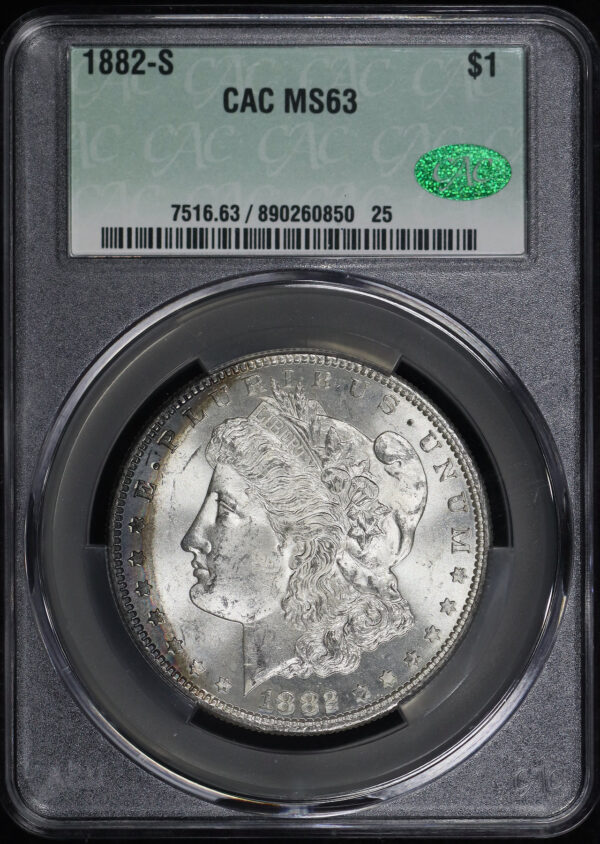 Obverse of this 1882-S Morgan Dollar CACG MS-63